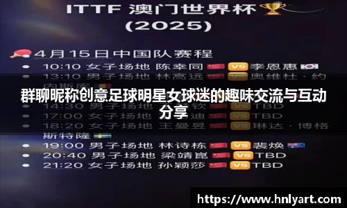群聊昵称创意足球明星女球迷的趣味交流与互动分享